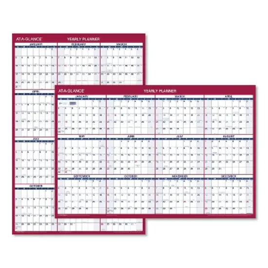 Erasable Vertical/Horizontal Wall Planner, 24 x 36, White/Blue/Red Sheets, 12-Month (Jan to Dec): 2026 image {5}