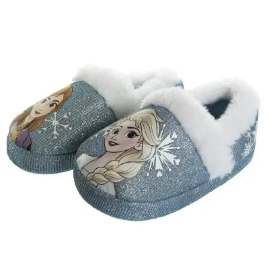 Disney Frozen 2 Elsa and Anna Girls Slippers - Plush Lightweight Warm Comfort Soft Aline House Slippers - Purple Ana Elsa (Sizes 5 - 8 Toddler/Little Kid) image {1}