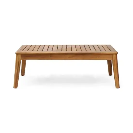 78" Outdoor Patio L-Shaped Acacia Wood Sectional Sofa Set with Coffee Table and Ottoman image {6}