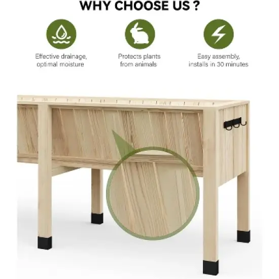 TROPOW Raised Garden Bed with Legs, Elevated Wooden Planter Box image {3}