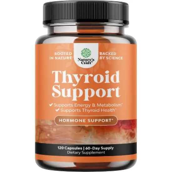Thyroid Support Capsules, Iodine Thyroid Supplement with L Tyrosine Bladderwrack Kelp Selenium and Ashwagandha, Nature's Craft, 120 ct image {6}