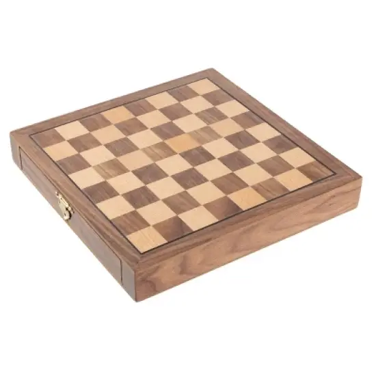 Toy Time Inlaid Walnut Style Magnetized Wood Chess Cabinet With Hand-Carved Staunton Wood Chessmen image {7}
