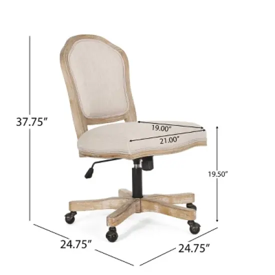 Scilley French Country Upholstered Swivel Office Chair - Christopher Knight Home image {14}