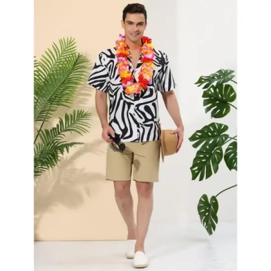 Lars Amadeus Men's Animal Print Shirt Short Sleeves Button Up Casual Print Shirts image {2}