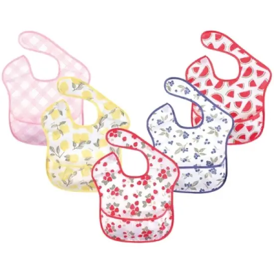 Hudson Baby Infant Girl Waterproof Polyester Bibs 5pk, Strawberries image {3}