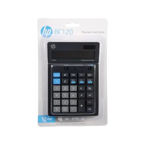 HP BC120 12-Digit Battery/Solar Powered Basic Calculator Black/Gray (91074U) image {2}
