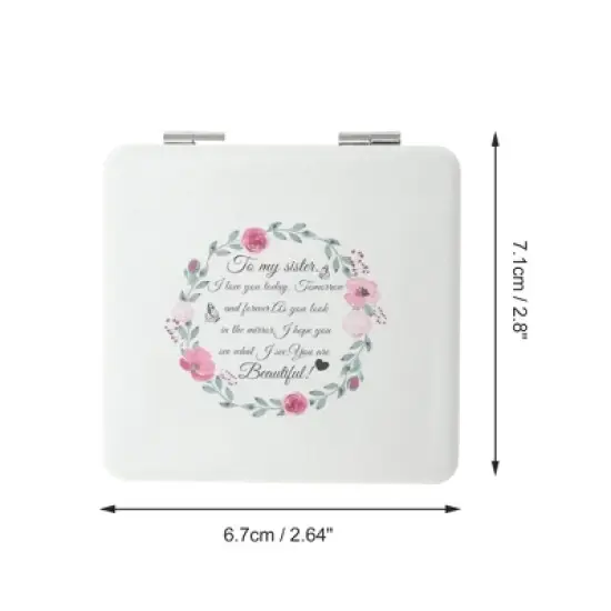 Unique Bargains Women Square Shape Handheld Mirror for Travel White 1 Pc image {1}