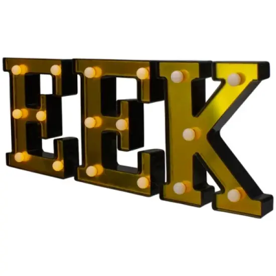 Northlight LED Lighted EEK Halloween Marquee Sign - 6.5" - Warm White Lights - Gold Finish image {3}