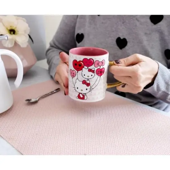 Silver Buffalo Sanrio Hello Kitty Love Heart-Shaped Handle Ceramic Mug | Holds 14 Ounces image {5}