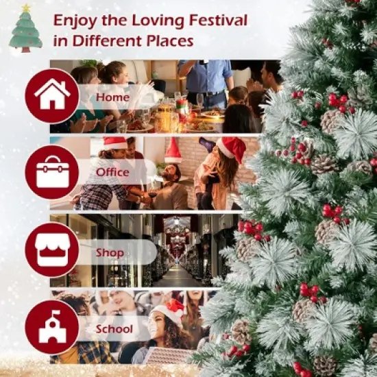 Costway 6 FT Pre-Lit Artificial Christmas Tree Hinged with Pine Needles 350 LED Lights image {7}