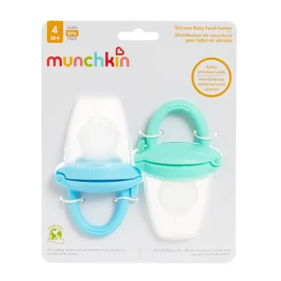 Munchkin Silicone Baby Food Feeder for Solids & Purees - Blue/Mint - 2pk image {5}