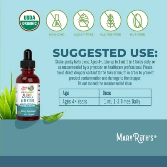 MaryRuth's Kids Focus & Attention Drops, Org, 1 oz image {2}