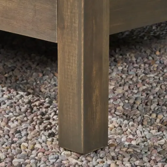 Thasos 10pc Acacia U-Shaped Farmhouse Sectional Sofa Set with Fire Pit - Gray/White/Dark Gray - Christopher Knight Home image {3}