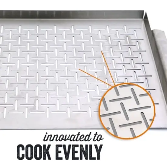 Yukon Glory YG-719 Premium Grill Topper Tray Grilling Pan Stainless Steel Great for BBQ Fish Veggies and More Great Gift for Grillers image {2}