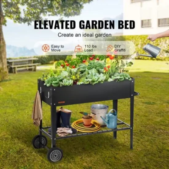 Mojgar Raised Garden Bed, Galvanized Metal Planter Box, Elevated Outdoor Planting Boxes with Legs image {1}