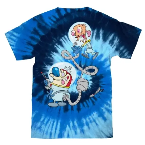 Tee Luv Ren & Stimpy Astronaut Tie Dye T-Shirt - Evening Sky Tie Dye Large image {1}