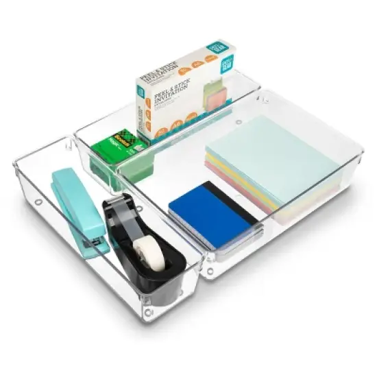Sorbus Clear Drawer Organizer 3 Piece Set - high-quality durable - organize the office, kitchen, bathroom, and more - BPA-free image {2}