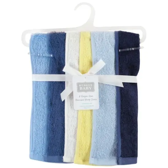 Hudson Baby Infant Boy Rayon from Bamboo Burpcloth 6pk, Blue Yellow, One Size image {1}