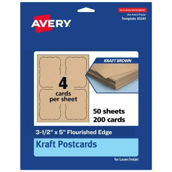 Avery Kraft Brown Postcards, 3-1/2" x 5" Rectangle Flourished Edge image {9}
