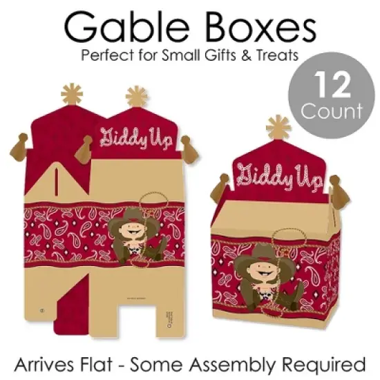 Big Dot of Happiness Little Cowboy - Treat Box Party Favors - Western Baby Shower or Birthday Party Goodie Gable Boxes - Set of 12 image {4}