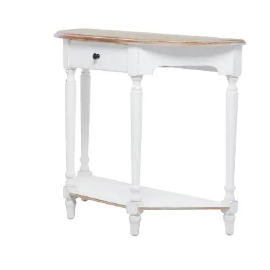 Farmhouse Half Moon Wood Console Table White - Olivia & May image {8}