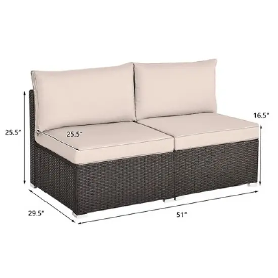 Tangkula 2PCS Patio Sectional Armless Sofas Outdoor Rattan Furniture Set w/ Cushions image {8}