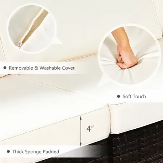 Costway 6PCS Patio Rattan Furniture Set Cushioned Sofa Coffee Table Garden image {6}