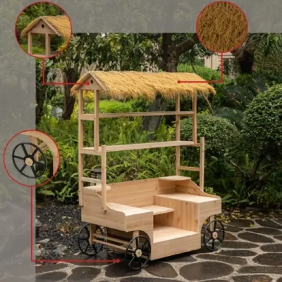 Vintiquewise Versatile Rolling Cart &ndash; Multi-Tier Wooden Shelf for Events, Food Tasting, Garden Display & Home Decor image {5}