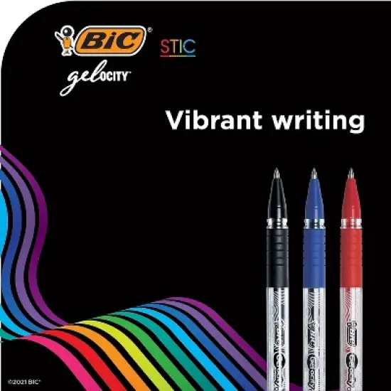 BIC Gel-ocity Stic Gel Pens Medium Point 0.7 mm Assorted Colors 14/Pack (RGSMP14-AST) image {2}