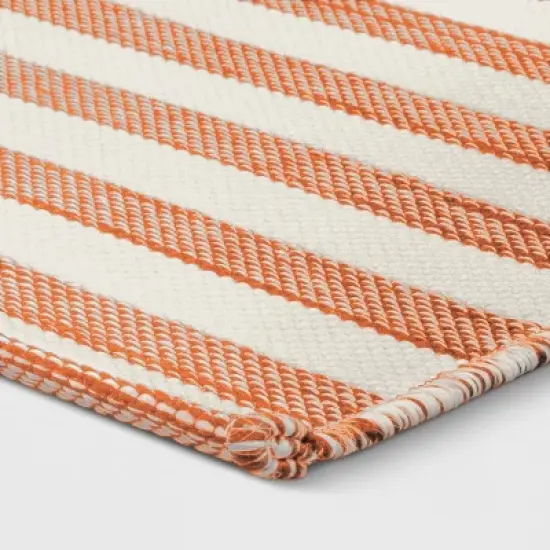 7'x10' Narrow Wornstripe Rectangular Woven Outdoor Area Rug Coral Orange - Threshold&trade; image {2}
