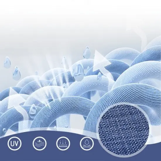 Captiva Designs 8pc Patio Dining Set with Rectangular steel table & Padded Sling Swivel Chairs & Market Umbrella image {11}