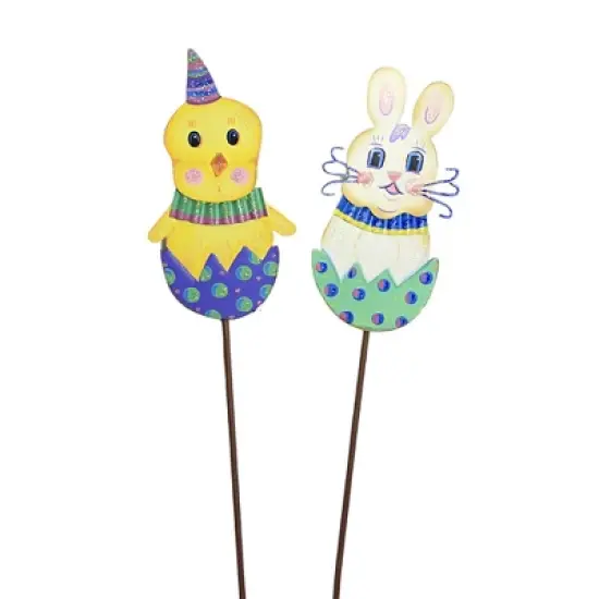 Easter Vintage Bunny & Chick Stakes Round Top Collection  -  Outdoor Sculptures And Statues image {1}