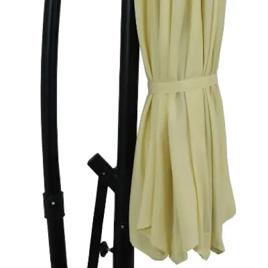 Sunnydaze Outdoor Steel Cantilever Offset Patio Umbrella with Solar LED Lights, Air Vent, Crank, and Base - 9' image {12}