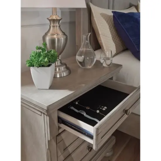 Lettner Two Drawer Nightstand Light Gray - Signature Design by Ashley image {2}