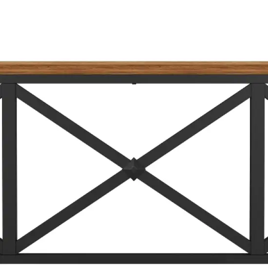 Queen Ashford Metal Bed with Wood Accent Textured Black Oak Finished Wood - Hillsdale Furniture image {11}