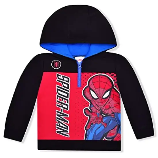 Marvel Boy's Spider-Man Half Zip Pullover Graphic Hoodie for toddler image {2}