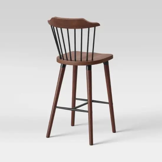 Delway Curved Back Mixed Material Counter Height Barstool Walnut - Threshold&trade; image {3}