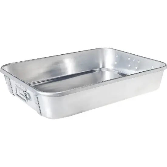 Winco Roast Pan with Straps, Aluminum,  18" x 24" - Silver image {4}