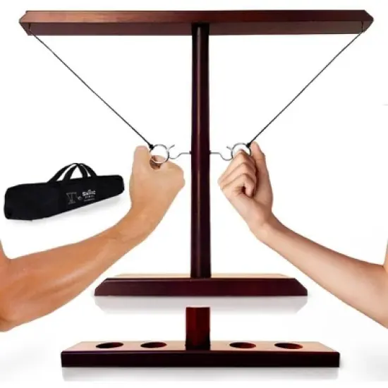 SWOOC Games - Battle Hooks XL Hook and Ring Game with Ladder - 5+ Games Included - 20 Second Set Up - Hook and Ring Toss Game for Adults - Wooden Ring image {5}