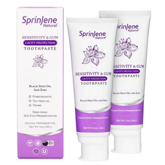 SprinJene Natural Sensitivity & Gum Cavity Protection Toothpaste - 5oz image {2}