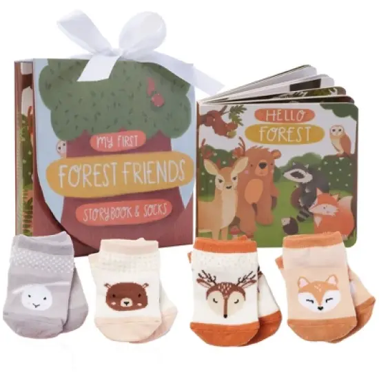 Tickle & Main Woodland Forest Friends, 5-Piece Gift Set for Infants 0-12 Months, Includes Storybook and 4 Pairs of Animal Socks image {8}