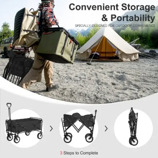 FDW Collapsible Wagon Folding Wagon Garden Cart with Large Capacity image {3}