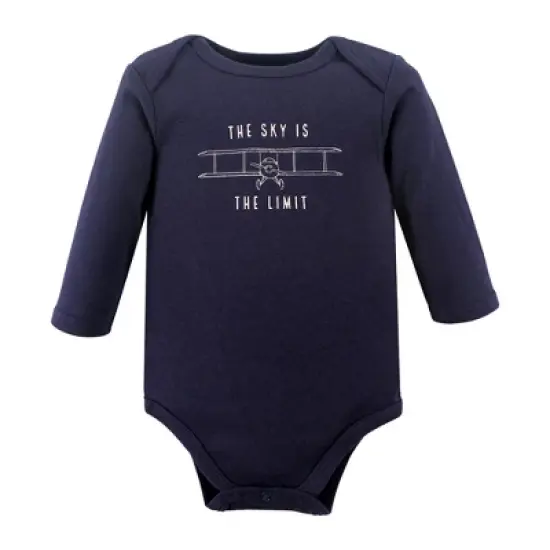 Hudson Baby Infant Boy Cotton Long-Sleeve Bodysuits, Aviation image {4}