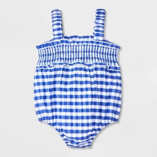 Baby Girls' Gingham Romper - Cat & Jack&trade; Blue image {1}