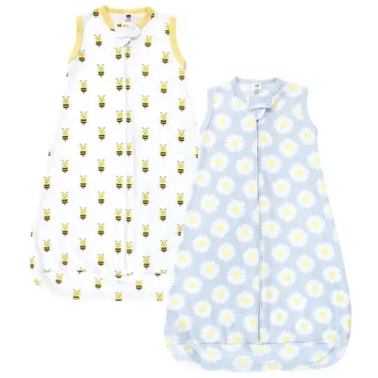 Hudson Baby Infant Girl Cotton Long-Sleeve Wearable Sleeping Bag, Sack, Blanket, Daisy Bee Sleeveless image {4}