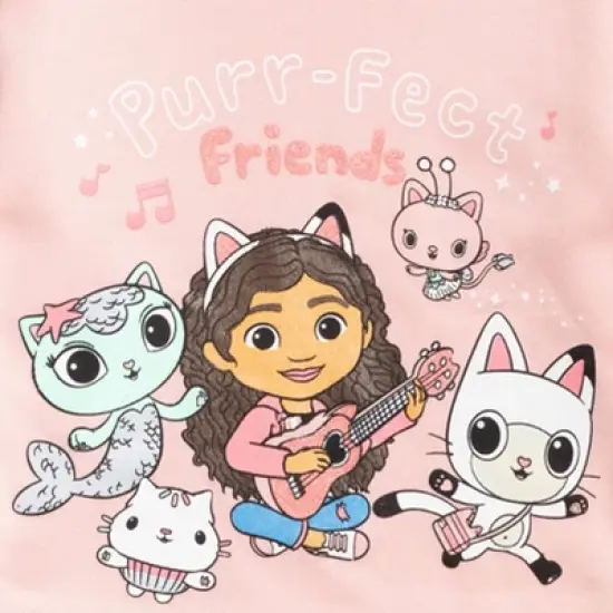 Dreamworks Gabby's Dollhouse Pandy Paws Cakey Cat MerCat Girls Pullover Sweatshirt & Leggings Outfit Toddler to Little Kid image {3}