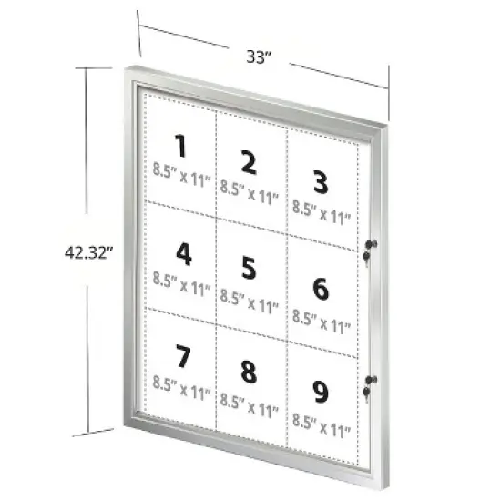 Azar Displays Large Enclosed Magnetic Message Board w/ Lock & Key image {2}