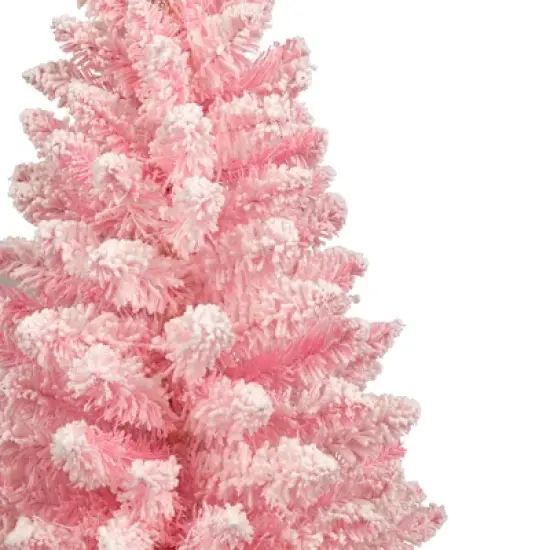 Northlight Medium Flocked Madeline Spruce Artificial Christmas Tree - 3' - Pink - Unlit image {3}
