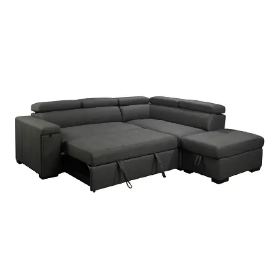 Mateo Stain Resistant Fabric Storage Sectional with Pullout Bed Gray - Abbyson Living image {5}