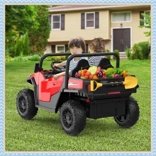 Garvee 24V Kids Ride On Dump Truck with Electric Bed, 2-Seater 4WD Ride Truck w/ Remote Control, Music, LED, Shovel, Gift for Boys & Girls image {6}